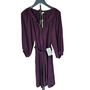 NWT Max Studio Plum Belted Long Sleeved Dress S